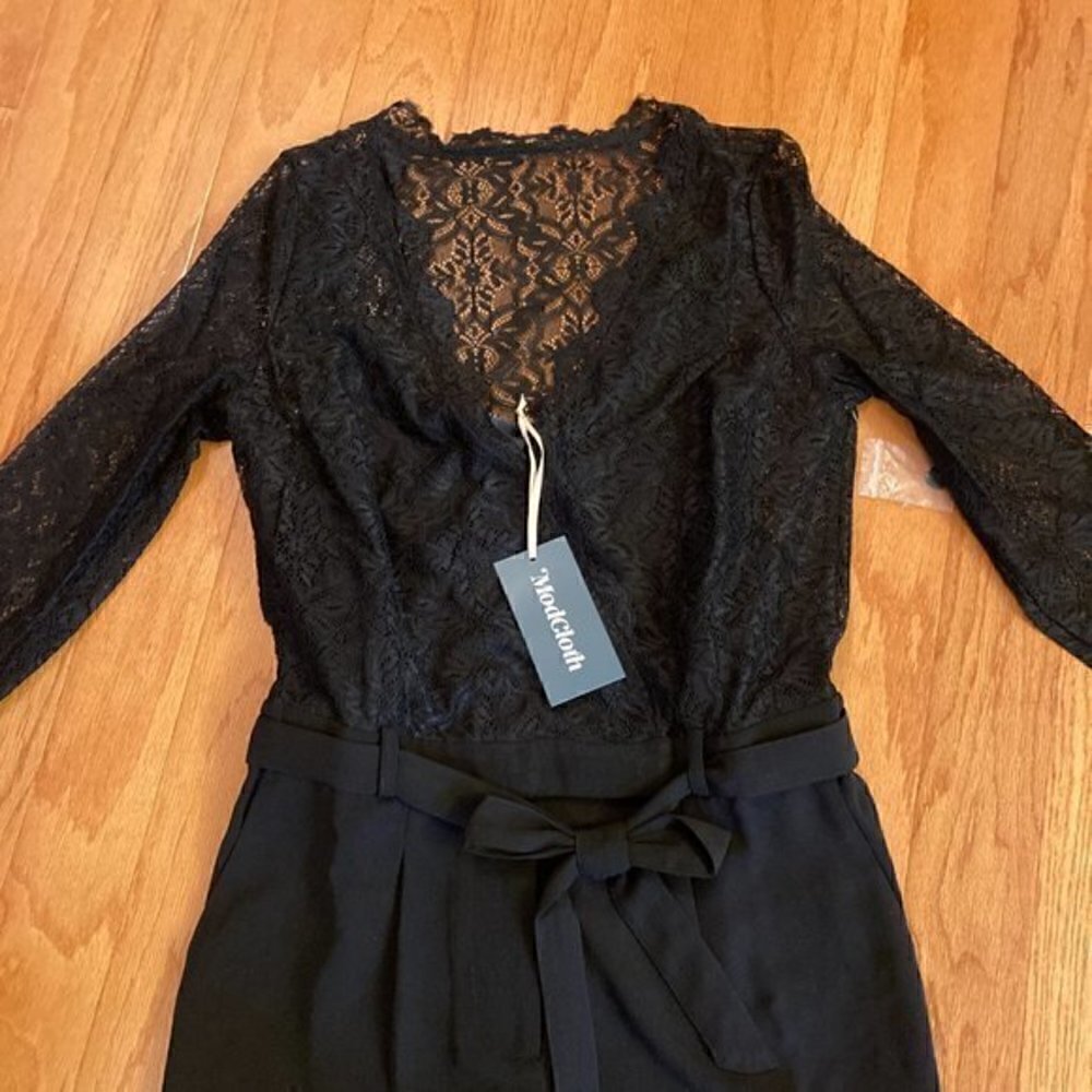 ModCloth All the Feels Lace Twofer Black Jumpsuit Sz S NWT - Picture 5 of 11